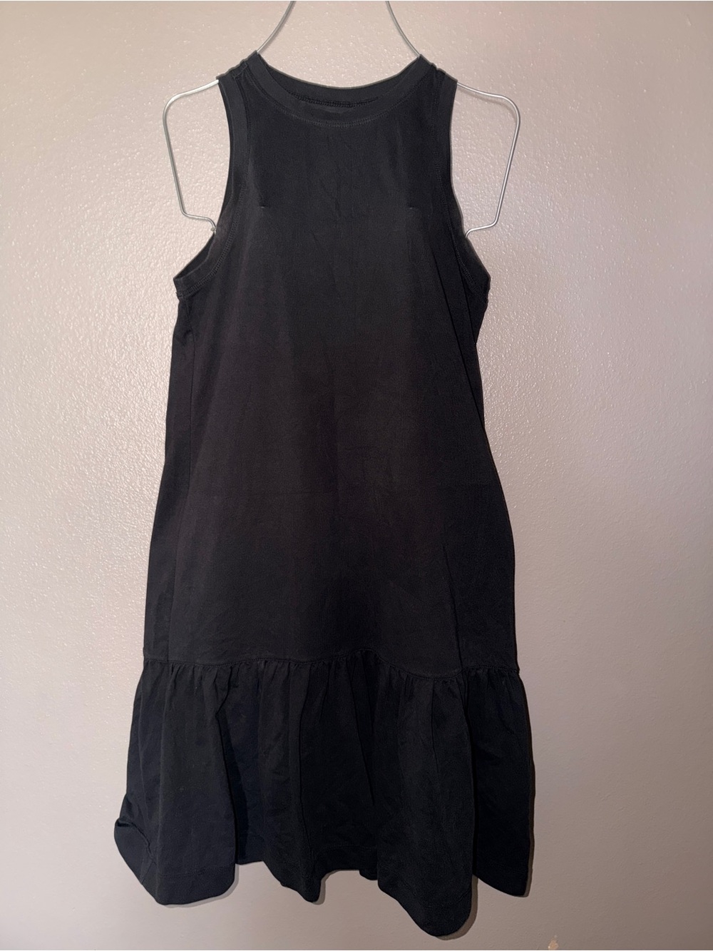 Madewell Black Sleeveless Ruffle-Hem Mini Dress